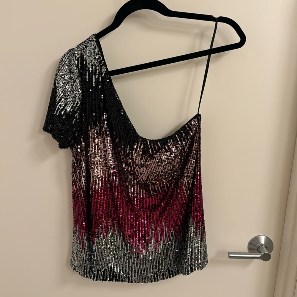 DREW Sequin One Shoulder Top